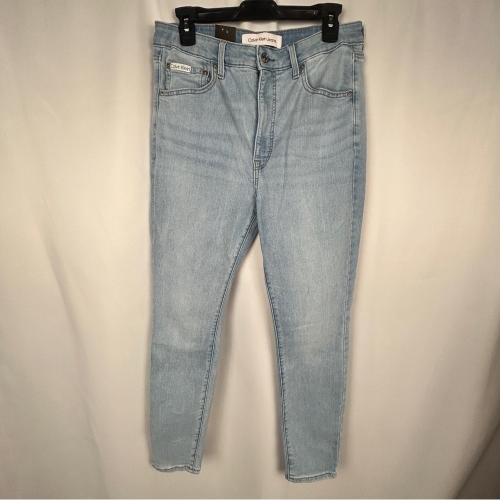 NEW Calvin Klein Light Wash Blue High Rise Skinny Ankle Jeans Denim Size 32 - Picture 3 of 12